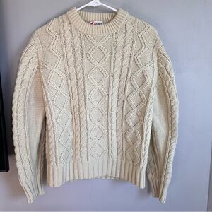 Vintage Crazy Horse Fisherman Cable Knit Sweater Cream S